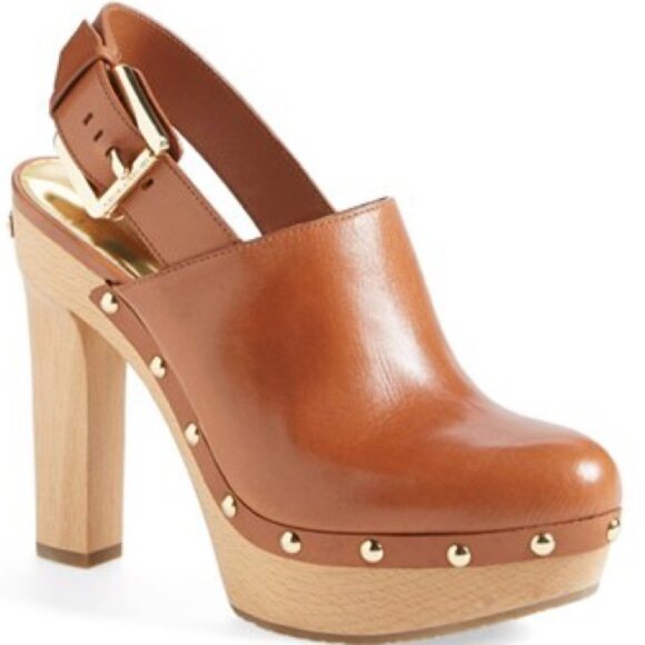 NWOB MICHAEL KORS BEATRICE Brown SLINGBACK MULE/ CLOG 8.5 - Picture 1 of 8